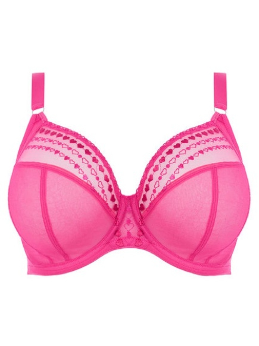 Elomi NWT Matilda Plunge Embroidered Hearts Bra Pink 34L